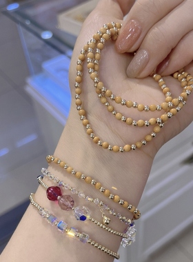 注金橄榄壳手工弹力简约细手链叠戴