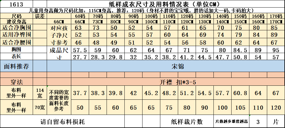 1613亲子儿童款成人款都有新中式国风唐装短款马甲牛皮纸裁剪纸样 - 图0