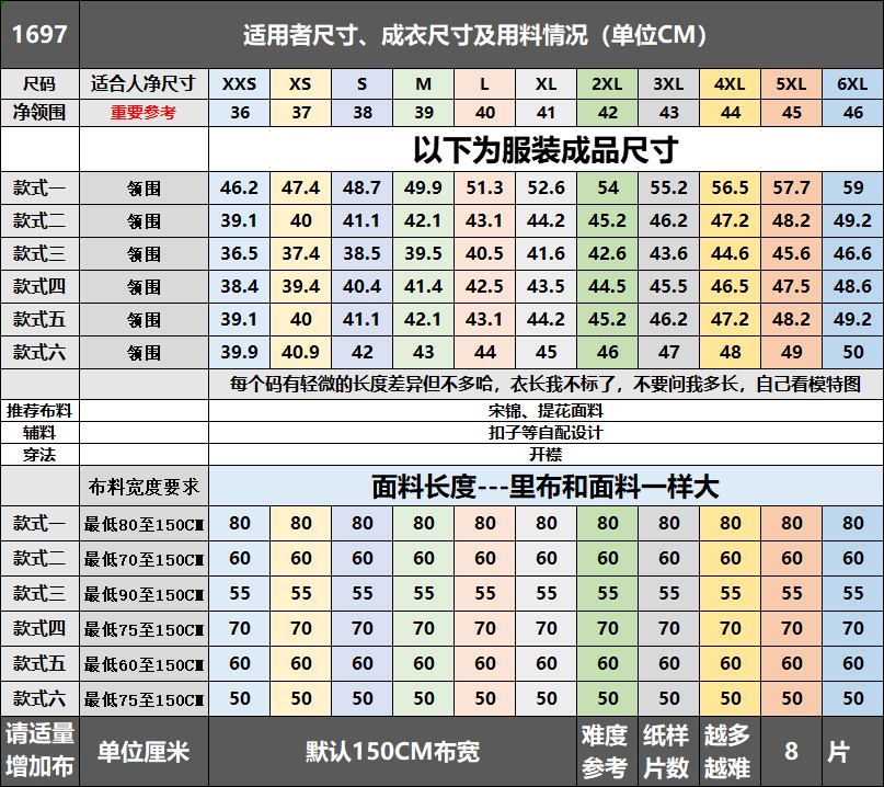 1697 新中式云肩纸样 总共6个假领图纸 不分开卖哟 拍下六个都带 - 图0