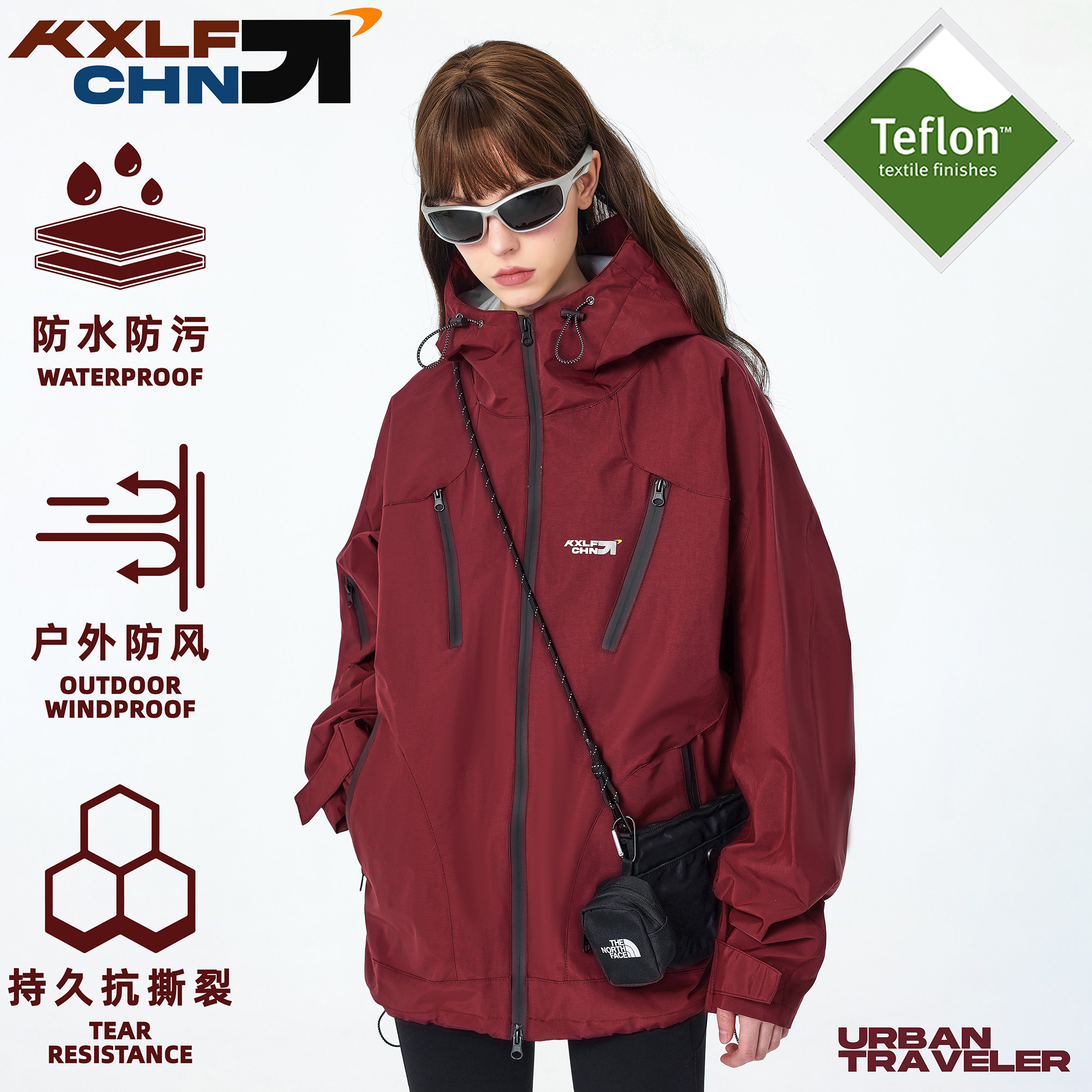 KXLFCHN空穴来风 山系户外拼接连帽冲锋衣男春季户外三防夹克外套,淘宝优惠券,粉丝福利购,淘宝优惠卷