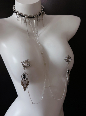 CAROLLL哥特玫瑰流苏星星项圈乳夹身体链