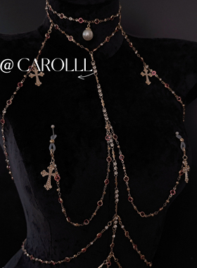 CAROLLL人鱼公主身体链性感轻奢高级感水钻牵引项圈