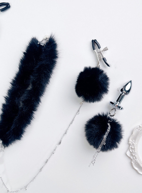 CAROLLL圣诞毛球乳夹链条项圈铃铛乳夹珍珠毛绒尾巴