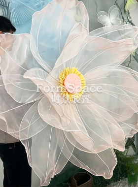 巨型网纱荷花仿真荷叶装置商场橱窗美陈落地网红打卡布景装饰摆件