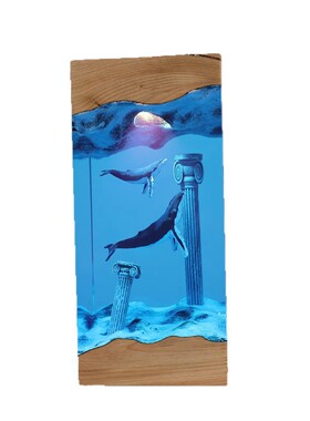 座头鲸鲸鱼夜灯海底遗迹氛围灯桌面摆件礼物