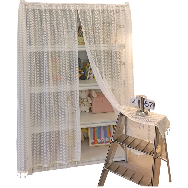 褶皱魔术贴防尘帘衣柜遮挡帘书柜书架鞋柜帘子橱柜柜子简约门帘 - 图3