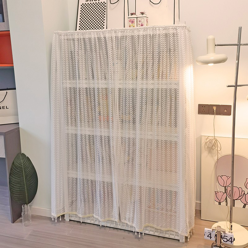 褶皱魔术贴防尘帘衣柜遮挡帘书柜书架鞋柜帘子橱柜柜子简约门帘 - 图2