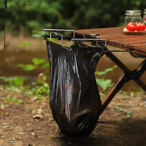 户外折叠桌面垃圾挂架露营不锈钢野炊烧烤环保便携加厚垃圾袋支架 - 图2
