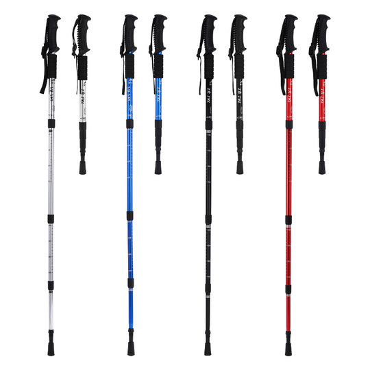 Outdoor aluminum alloy trekking pole with straight handle 3 sections/4 sections
