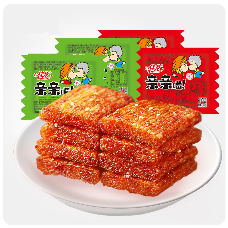 佳龙亲亲嘴辣条大刀肉麻辣烧一整箱混合装网红素肉宿舍儿时小零食,淘宝优惠券,粉丝福利购,淘宝优惠卷