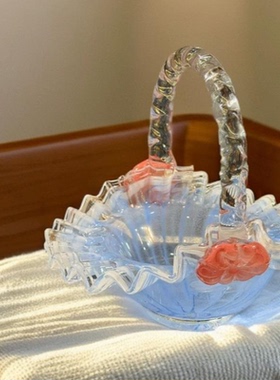 现代化轻奢蓝色渐变提篮果篮居家装饰摆件客厅餐厅高颜值