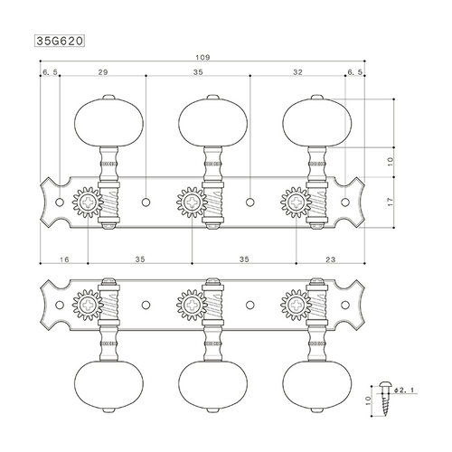 日本GOTOH 35G620-2R GG 金色古典吉他专用三连式弦钮琴钮上弦器 - 图3