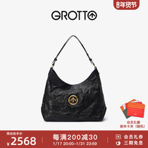 GROTTO LE BLACKSTONE HIOBO BIG italian tannins sheepishly satchel with a single shoulder soft bag New Years gift