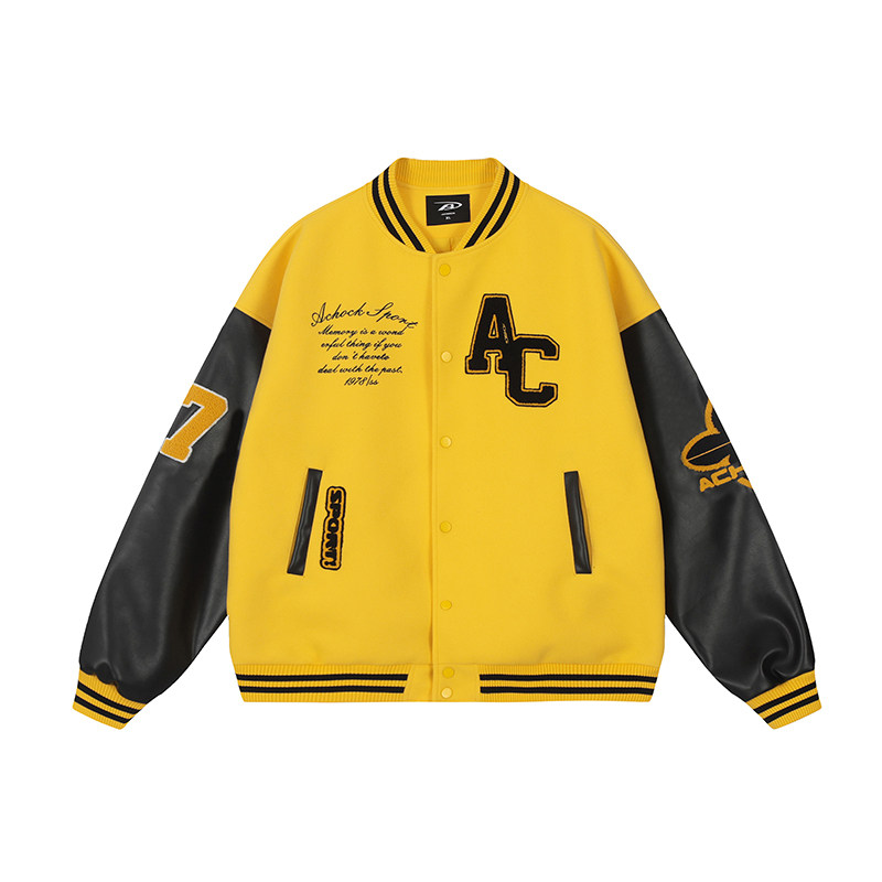 【Achock官方店】美式复古撞色棒球服外套毛巾绣新款飞行员夹克潮,淘宝优惠券,粉丝福利购,淘宝优惠卷
