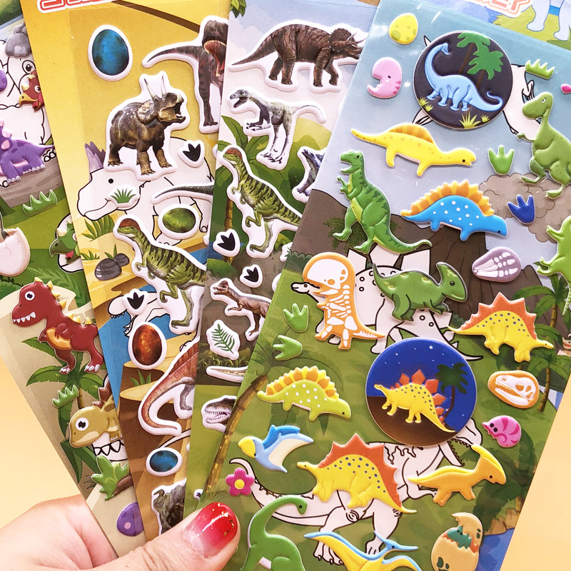 卡通立体贴纸恐龙动物幼儿园奖励贴stickers汽车贴贴纸儿童小贴纸_虎窝淘