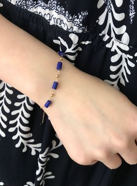 原创手链大青坊金镶嵌圆柱女青金