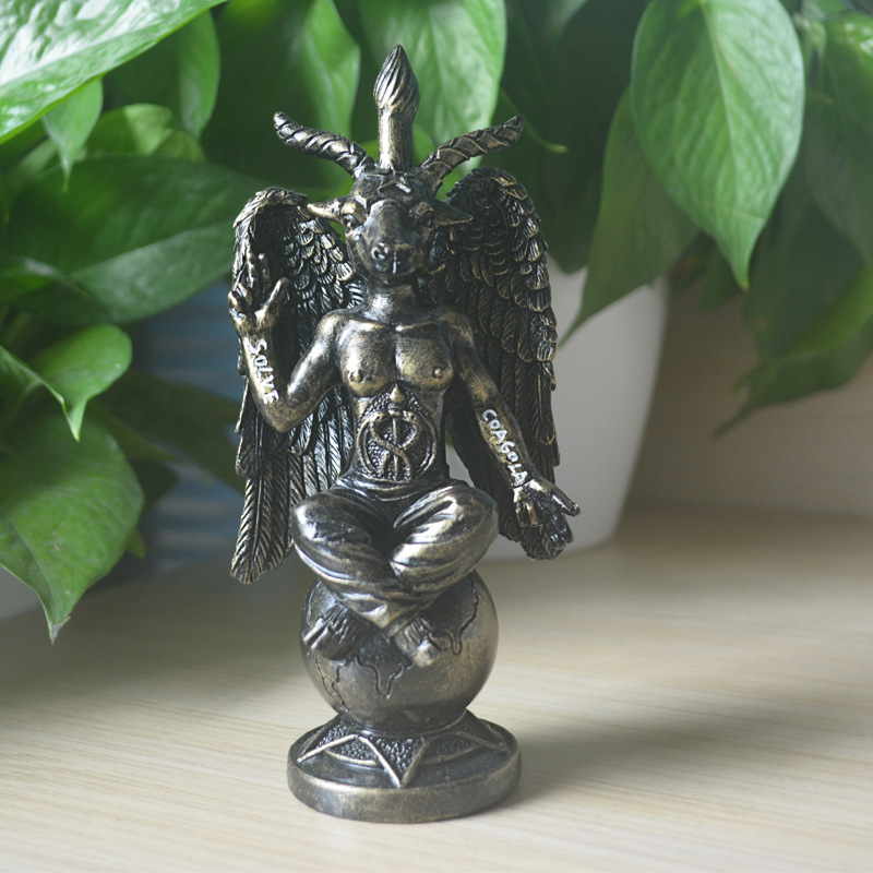 跨境新品安息日山羊头恶魔巴佛灭巴风特撒旦baphomet雕塑摆件-图2