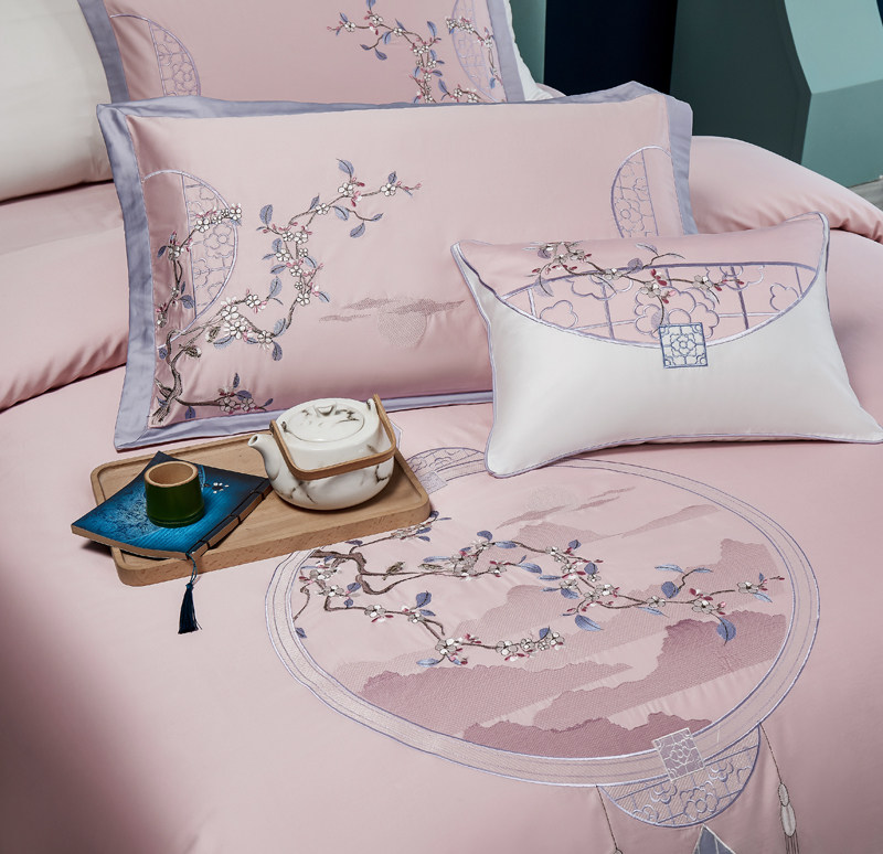 新中式四件套100全棉中国风单被子 悠享家纺床品套件/四件套/多件套