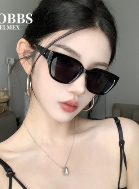 复古透明灰墨镜女方圆脸显瘦