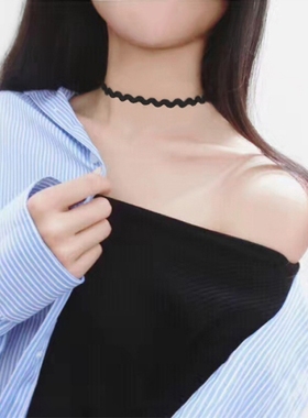 黑色颈链项链女choker锁骨链短款项圈脖子饰品颈带网红潮