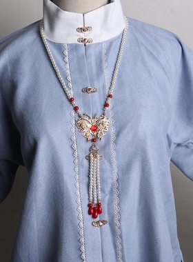 马面裙配饰明制古风挂饰背云项链璎珞颈饰古装长流苏吊坠百搭饰品