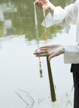 长背云流苏古风汉服旗袍软璎珞后压流苏超仙长流苏发饰衣服装饰品