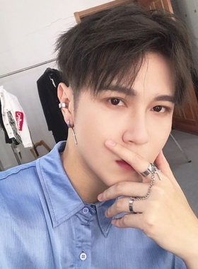 ins网红蹦迪链条十字架组合戒指朋克嘻哈一体式指环男女潮