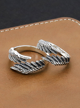 天使之翼情侣戒指原创羽毛日韩简约网红对戒百搭学生个性指环ins