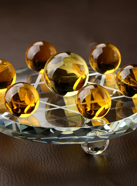 玻璃七星阵摆件 透明黄色紫色粉色黑色玻璃球家居