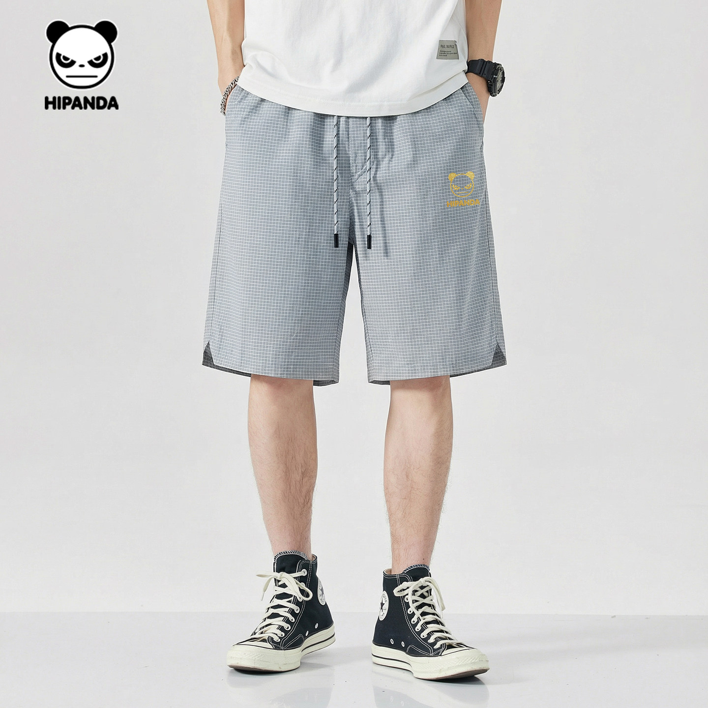 Hipanda你好熊猫户外五分裤男宽松薄款系绳休闲短裤2026春季新款,淘宝优惠券,粉丝福利购,淘宝优惠卷