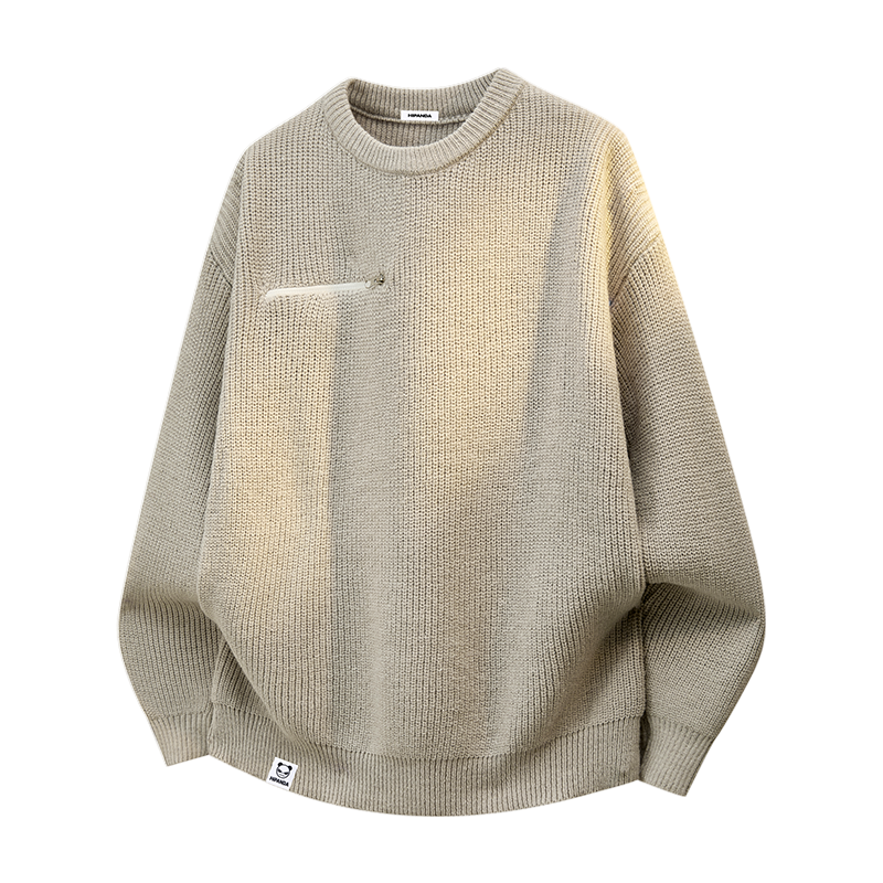 HiPanda你好熊猫秋季美式圆领毛衣男士2025新款宽松休闲针织衫GH,淘宝优惠券,粉丝福利购,淘宝优惠卷