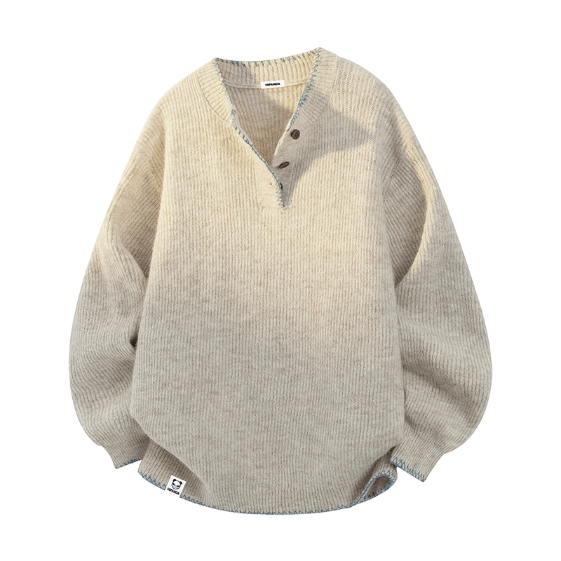 HiPanda你好熊猫秋冬款扣子领针织羊毛衫男士2025新款宽松毛衣GH,淘宝优惠券,粉丝福利购,淘宝优惠卷