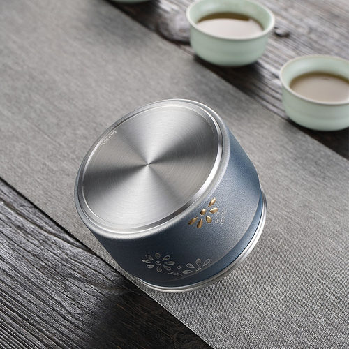 纯锡茶叶罐 加厚密封储存罐 家用复古防氧化保鲜罐存茶罐便捷茶具 - 图2