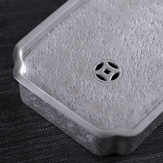Pure tin water storage tea tray with Japanese style accessories dry brewing station