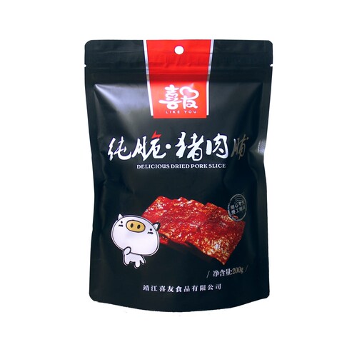 靖江特产猪肉类零食喜友纯脆香脆猪肉脯猪肉干原味辣多口味200g - 图0