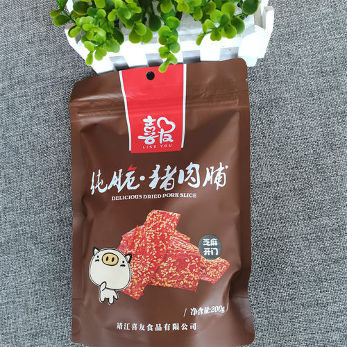 靖江特产猪肉类零食喜友纯脆香脆猪肉脯猪肉干原味辣多口味200g - 图1