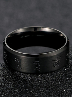 全饰爱黑财神心咒戒指