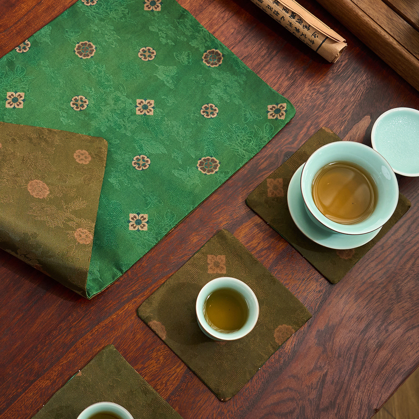 新中式老料香云纱双面茶席轻奢耐热防水公道杯垫茶台垫复古茶道垫,淘宝优惠券,粉丝福利购,淘宝优惠卷