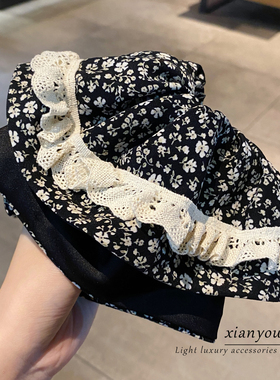 法式碎花蕾丝半扎发夹