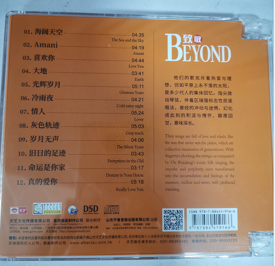 正版发烧 HIFI人声 天艺唱片 区瑞强《致敬Beyond》 DSD 1CD - 图0