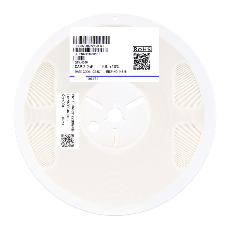 0603贴片电容 2.2nF(222)±10% 50V 材质:X7R 0603B222K500NT - 图0