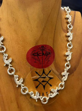 z.native原firstarrows职人独立品牌手工复古唐草七夕情侣银项链