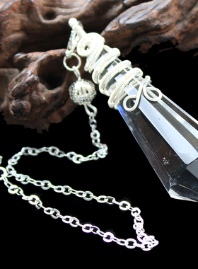 天然白水晶灵摆吊坠大号尾链