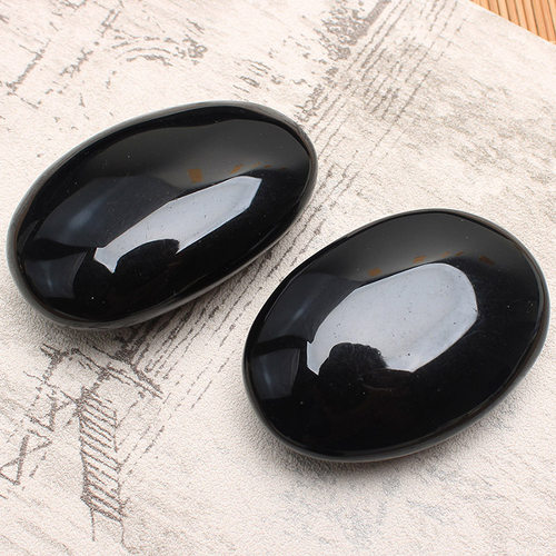 如鸿天然水晶把玩手把件黑曜石原石五行水黑色石头矿石椭圆形 - 图3