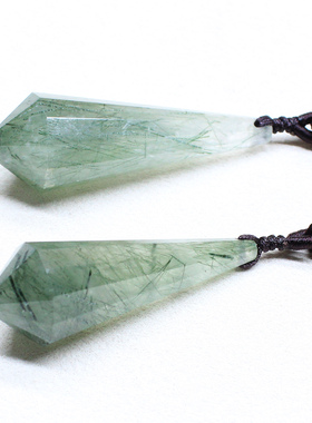 如鸿天然绿发晶多面体灵摆吊坠