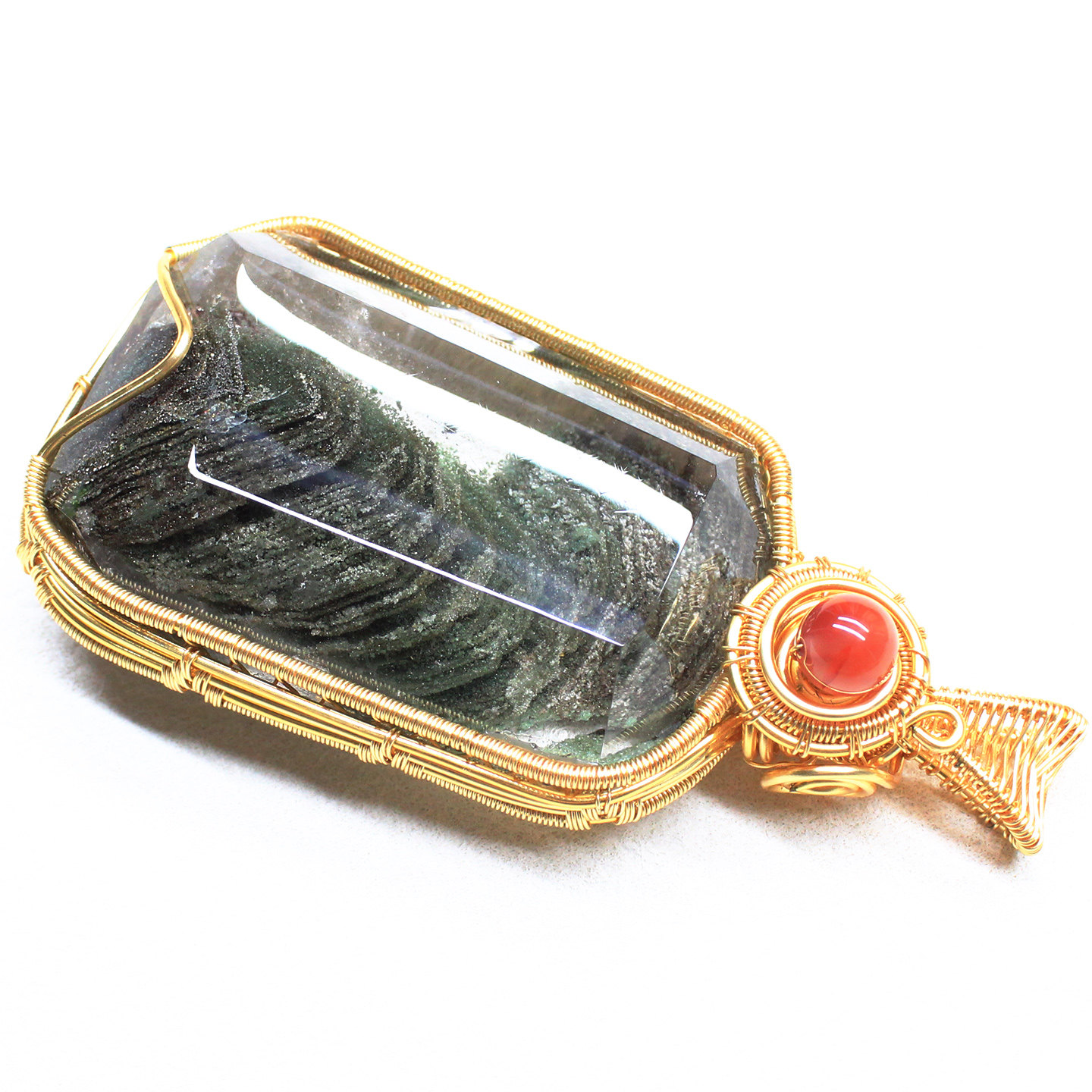 如鸿一物一图天然绿幽灵原石吊坠水晶项链男女毛衣链大号挂件,淘宝优惠券,粉丝福利购,淘宝优惠卷