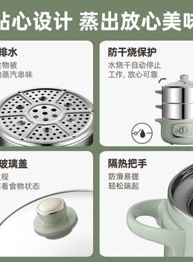 小熊多功能双层不锈钢定时电蒸锅