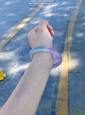 天然玛瑙手镯玉镯子紫罗兰色