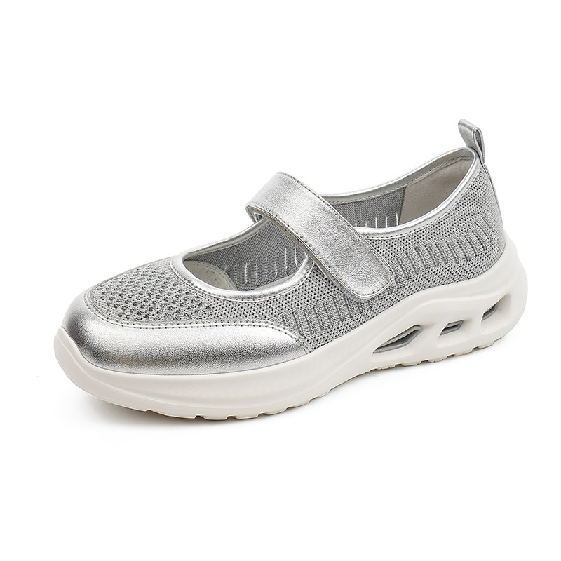 哈森网面透气休闲鞋女2025春季新款舒适软底护士鞋HCS256108 - 图1