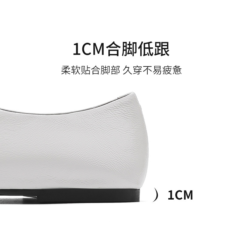 哈森/HARSON【云感玛丽珍】25新款羊皮平底一字带银色方头单鞋女,淘宝优惠券,粉丝福利购,淘宝优惠卷